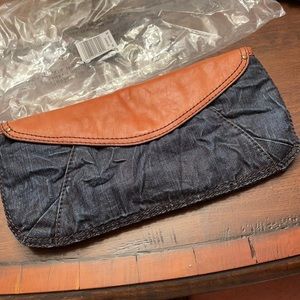 NWT lucky brand denim clutch